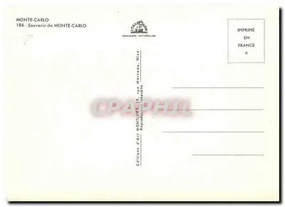 Monte-Carlo — widok panoramiczny, Kasyno i sala balowa — Éditions Montulet — Rewers