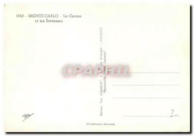 Monte-Carlo — Kasyno i Terrasy — Wydawnictwo 'LA CIGOGNE' — Rewers