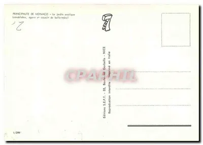 Jardim exótico — Principado de Mônaco — Éditions S.E.P.T. — Verso