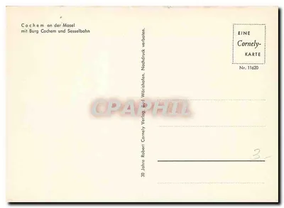 Cochem sulla Mosella — con castello e funivia — Cornely Verlag, n° 11620 — Verso