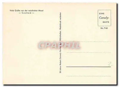 Cochem/Mosella — Molte congratulazioni da — editore Cornely, n° 7140 — Verso
