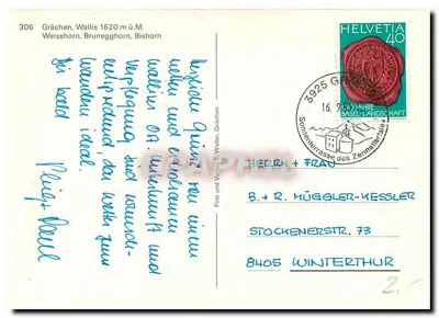 Grächen — vista panorâmica — editor desconhecido, n° de série 306 — Verso