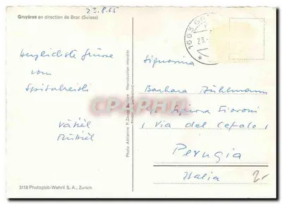 Gruyères — widok panoramiczny — Photo Aérienne P. Zaugg, Zurych, nr 3118 — Rewers