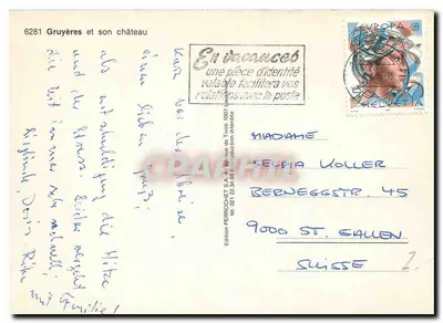 Gruyères e seu castelo — Edição Perrochet S.A. n° 6281 — Verso