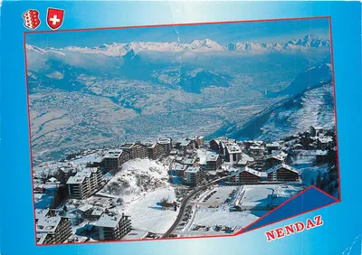 Nendaz — vue aérienne enneigée — Édition PERROCHET S.A.