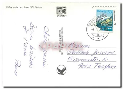 Nyon — widok panoramiczny — Éditions Coloris Jaeger, n° 140 — Rewers