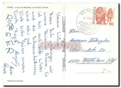 Pas de Maimbré — stacja narciarska — Wydawnictwo Martigny — Rewers