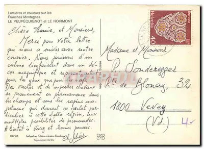 Widok z lotu nad Franches-Montagnes — Le Peupéquignot i Le Noirmont — Colophon Edition Derièse, Basileia — Rewers