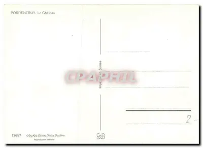 Porrentruy. O Castelo — Edição Deriaz Baullima, n° 13657 — Verso