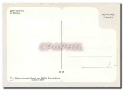 Porrentruy — O Castelo — Éditions Jeanneret — Verso