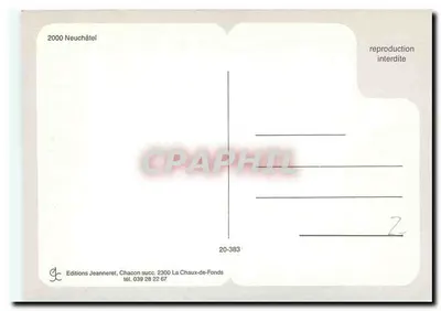 Neuchâtel — vista panorámica — Ediciones Jeanneret, 20-383 — Reverso