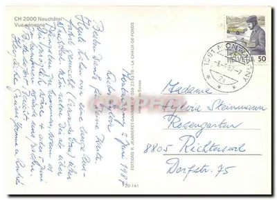 Neuchâtel — Widok z powietrza — Wydawnictwo R. Jeanneret-Danner — Rewers