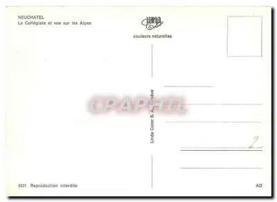 Neuchâtel — Katedra i widok na Alpy — Linda Color S.A., Genewa, nr 9321 — Rewers