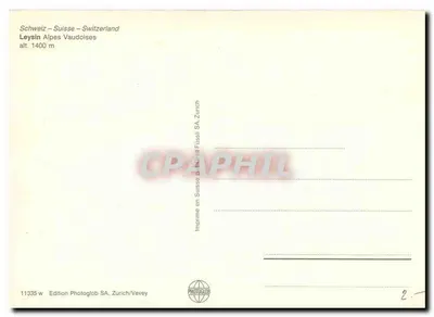 Leysin – Alpes Vaudoises — alt. 1400 m — wydawnictwo Photoglob SA, Zurich/Vavey — Rewers