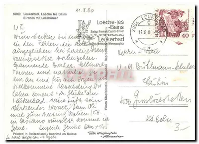 Leucherbad — vista dos chalets e das montanhas — Foto Klopfenstein — Verso