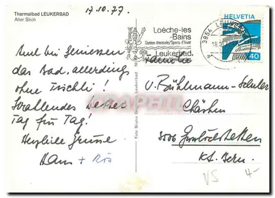 Thermalbad LEUKERBAD — Alter Stich — Editor Bruno Grichard, n° 4 — Verso