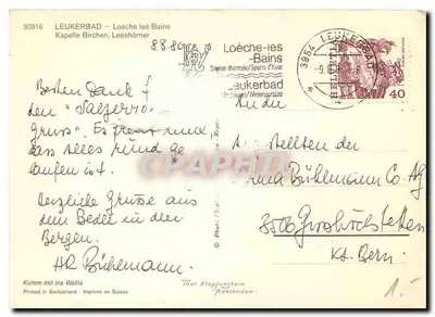 Loëche-les-Bains — Kaplica Birchen — Thol Klepfenstein — Rewers