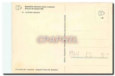 Narodowa wystawa szwajcarska — Szwajcaria obserwująca — Perrochet SA, Lausanne — Rewers