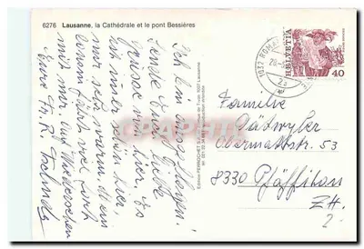 Lausanne, a Catedral e o ponte Bessières — Edição Perrochet S.A. n° 6276 — Verso