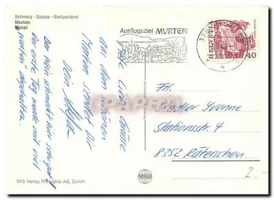 Morat-Murten — vista panorâmica — 7013 Verlag Photoglob AG, Zürich — Verso