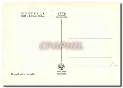 Montreux — O Hotel Suisse — Edições Jaeger & Cie — Verso