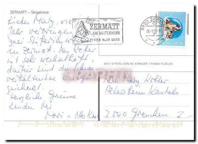 Zermatt — widok na Mont Cervin — wydawca Stangier, nr 5013 — Rewers