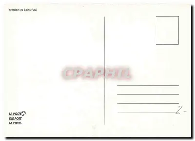 Zamek w Yverdon-les-Bains — nocny widok pod księżycem — Postauto Autopostale Car postal — Rewers