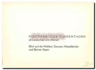 Panorama Torrenthorn — Alpy szwajcarskie — wydawca nie widoczny — Rewers