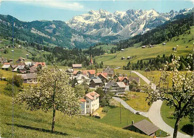 Ennetbühl (Toggenburg) — vista das Alpes — fotonovela Agfacolor por fato Gross