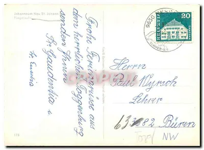 Vue aérienne du Johanneum Neu St. Johann — Fliegeraufen, n° 173 — Verso