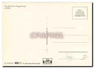 Neu St. Johann (Toggenburg) com Bühl — vista aérea — foto Gross, St. Gallen O. St. Fiden, n° 37276 fb — Verso