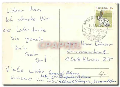 Postgruss aus dem Toggenburg — Vista de montanha com diligência — n° 5434 — Verso