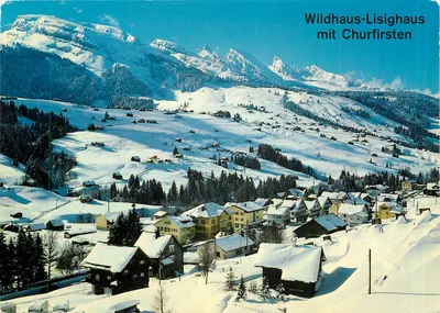 Wildhaus-Lisighaus com Churfirsten — vista invernal — foto Gross, St. Gallen