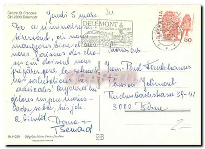 Centro St François — Delémont — Edição Deriaz Baublume — Verso