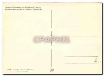 Delémont-Sentinelle dos Rangiers-Porrentruy-São Ursanne-Franche Montanha-Saignelégier — Jura — Edição Deriaz Baulmu — Verso