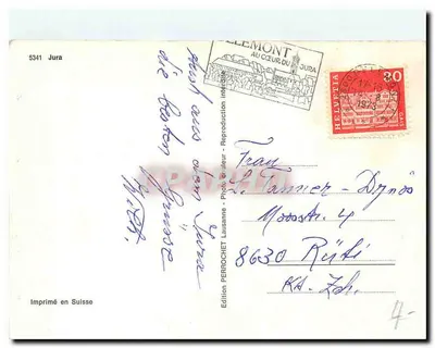 Jura — krajobraz, figura, droga, most, zamek — wydawnictwo Perrochet, nr 5341 — Rewers