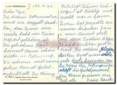 Dois cavalos puxando uma barra de tração — diante de uma fazenda — edição Derian Bautzme — Verso