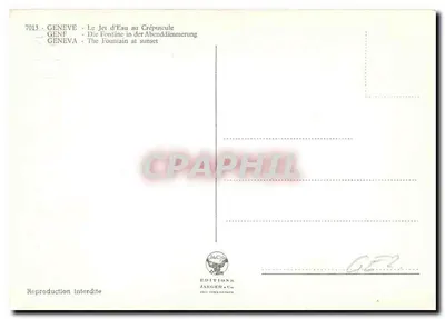 Genebra — O Jato d'Água ao entardecer — Edições Jäger & Cie, n°7013 — Verso