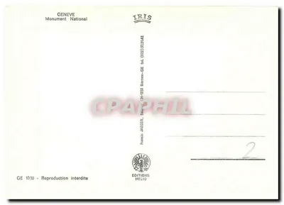 Monumento Nacional — Genebra — Edições Helio, n° 0223.572142 — Verso