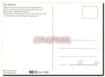 Barco no lago Léman — França — editor SBB, n°4 — Verso