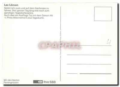 Boot 'ITALIE' auf dem Lac Léman — Verlag SBB, n°4 — Rückseite