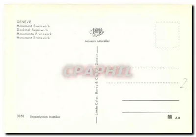Monumento Brunswick — Genebra — Linda Color, n°3050 — Verso