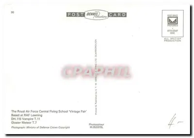 DH.115 Vampire T.11 i Gloster Meteor T.7 — Para samolotów z Centralnej Szkoły Lotnictwa Armii Królewskiej — Dennis Productions — Rewers