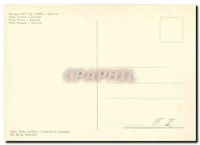 Cinque Torri (m. 2356) - Cortina d'Ampezzo — Wyd. Foto Zardini, nr 2 — Rewers