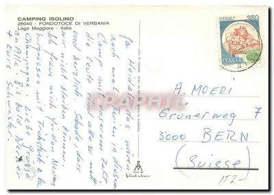 Camping Isolino — Lago Maggiore — editore G. M. Colori naturali — Verso