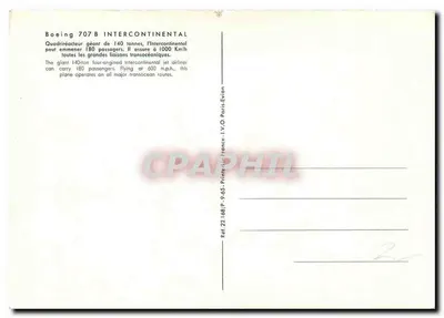 Air France Boeing 707 Intercontinental — L.V.O. Paris-Evian — Verso