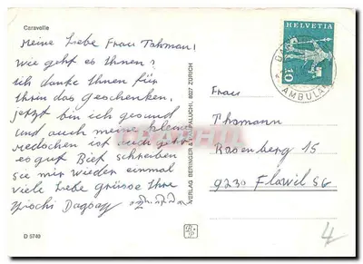 Avião Air France Caravelle — editor Verlag Beringer & Palpalluchi, n° D 5740 — Verso