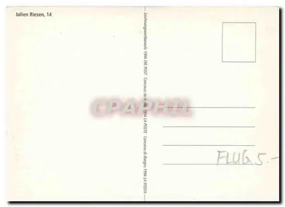 Tema: Caricatura de um correio espacial — Concurso de desenho 1994 LA POSTE — Julien Riesen, n°14 — Verso