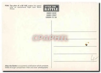 Piloto de um Bf 110C — relatório após voo operacional na Líbia — After the Battle, Londres — Verso