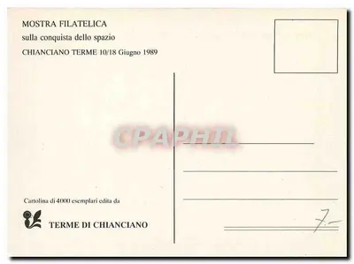 Pierwszy człowiek na Księżycu — Skarbiec pocztowy amerykański 10c — Wystawa filatelistyczna Chianciano 1989 — Rewers